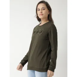 Club York Women Olive Green Solid Sweatshirt image 5