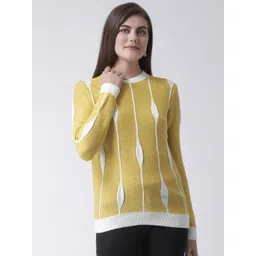 Club York Women Yellow Printed Pullover Acrylic Sweater-picture-19