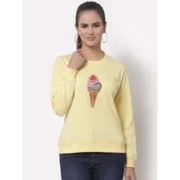 Club York Women Yellow Sequin Embellished Sweatshirt-picture-26