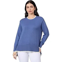club york Women’s Black Round Neck Sweater | Wool Blend Winter Pullover | Casual Long Sleeve Knitwear_CYCW696_S-picture-13