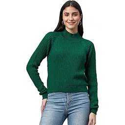 club york Women’s Green Knitted Sweater | Ribbed Full Sleeve Pullover | Casual Warm Winter Top Cozy Stylish Woolen Wear_CYCW630_S-picture-12