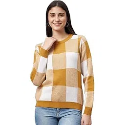 club york Women’s Red & White Checked Sweater | Winter Wear Pullover for Women | Round Neck Full Sleeve_CYCW642_S-picture-43