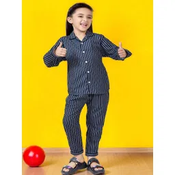 Club96 Navy Blue Cotton Blend Printed Night suits-picture-51