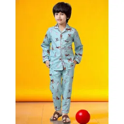 Club96 Sea Green Cotton Blend Printed Night suits-picture-28