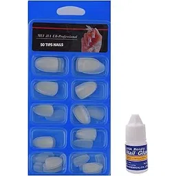 ClubBeauty Fake Acrylic Natural Nails (50 Pcs) With (1 Pcs) Nails Glue Free-picture-39