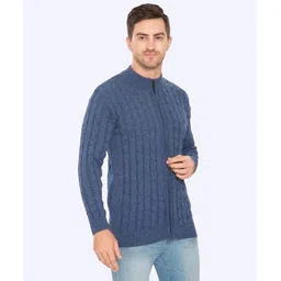 clubble Men Self Design High Neck Blue Sweater-picture-16