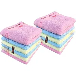cluze Good Time Cotton Small Size Face Towel/Handkerchief/Rumal - 400 GSM/Extra Soft and Super Absorbent Face Towels for Women's, Kids and Newborn Babies- (25x25 cm) - Multicolor-picture-54