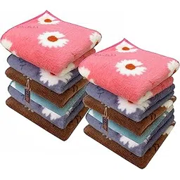 CLUZE Microfiber Face Towel/Handkerchief for Kids/Women/Girls - Baby Shower Gift - Super Soft, Absorbent Hanky (Floral Print) (Set of 12pc)-picture-10