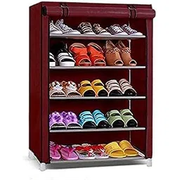 CMerchants Smart Buy Home Utility Portable Space Saving 5 Layer Shoe Rack Organizer Stand Maroon, Metal-picture-18