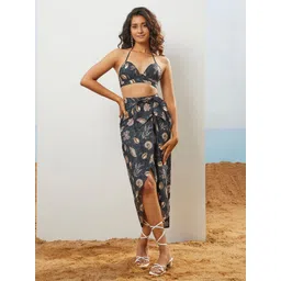 CMGE Floral Printed Tropical Pure Cotton Fitted Crop Top-picture-34