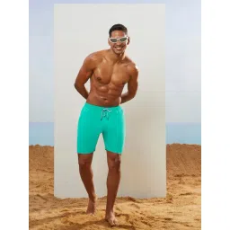 CMGE Green Polyester Solid Mid Rise Shorts-picture-43