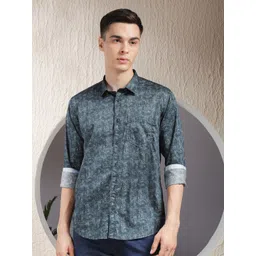 COBB Abstract Printed Spread Collar Slim Fit Cotton Casual Shirt-picture-39