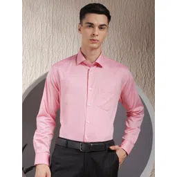 COBB Self Design Spread Collar Regular Fit Cotton Formal Shirt-picture-37