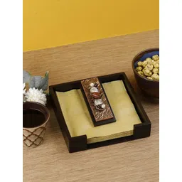 COCKTAIL Brown Solid Wooden Tissues and Napkin Holder image 1