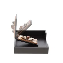 COCKTAIL Brown Solid Wooden Tissues and Napkin Holder image 3