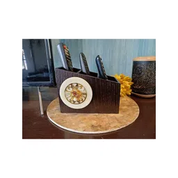 COCKTAIL Brown Textured 3 Section Wooden Remote Holder-picture-15