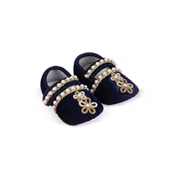 COCO CANDY Girls Velvet Pearl Lace Booties-picture-27