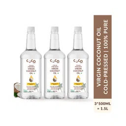 Coco Crush Cold-Pressed Virgin Coconut Oil, 100% Pure & Natural Pack of 3 - 500ml each - 1.5L-picture-24