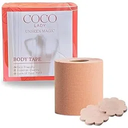 coco lady Premium Boob Tape for Breast Lift & Shaping with 4 Free Nipple Covers | Strong Hold, Skin-Friendly & Waterproof | Invisible Support for Backless, Strapless Dresses & Deep Necklines | 5m-picture-11