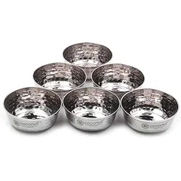 coconut Stainless Steel Hammered Bowl/Vati/Katori- Set of 6- Capacity 120 ml Each-picture-23