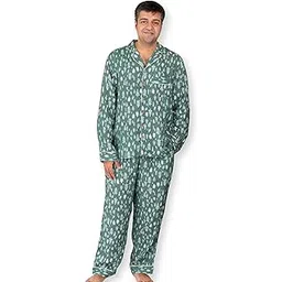 cocoon care Men’s Cotton Muslin Christmas Pajama Set | Soft & Breathable Matching Family Holiday Sleepwear Set | Shirt Top & Pants | Festive Winter Nightwear-picture-32