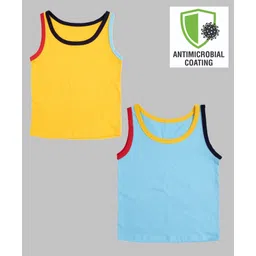COCOON ORGANICS Pack Of 2 Sleeveless Solid Vests - Yellow & Sky Blue-picture-26