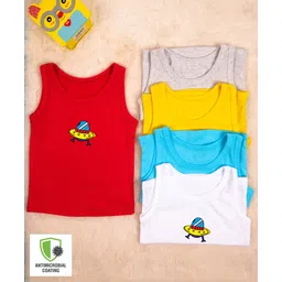 COCOON ORGANICS Sleeveless Pack Of 5 Spaceship Print Vests - Multi Color-picture-12