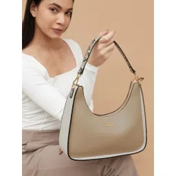 Code by Lifestyle Beige Color Block Hobo Handbag-picture-24