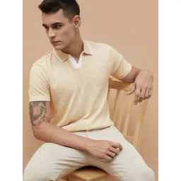 Code By Lifestyle Beige Regular Fit Polo T-Shirt-picture-27