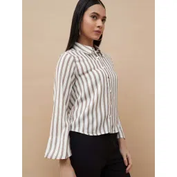 Code By Lifestyle Beige Regular Fit Striped Shirt-picture-38