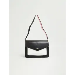 Code by Lifestyle Black & White Solid Shoulder Handbag-image-24