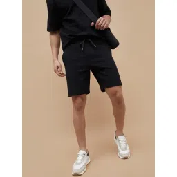 Code By Lifestyle Black Regular Fit Texture Shorts-picture-34