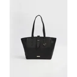 Code by Lifestyle Black Textured Tote Handbag-picture-48