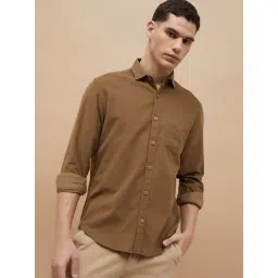 Code By Lifestyle Brown Cotton Regular Fit Shirt-picture-20