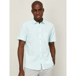 code by lifestyle Code Casual Light Blue Cotton Regular Fit Shirt-picture-42