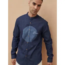 Code by Lifestyle Dark Blue Cotton Regular Fit Printed Shirt-picture-27