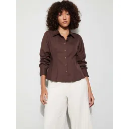 Code By Lifestyle Dark Brown Regular Fit Shirt-picture-40