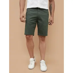 Code By Lifestyle Dark Green Cotton Regular Fit Shorts-picture-43