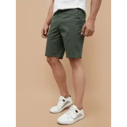 Code By Lifestyle Dark Green Cotton Regular Fit Shorts image 3