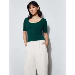Code By Lifestyle Dark Green Regular Fit Top-picture-18
