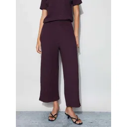 Code By Lifestyle Dark Purple Regular Fit Trousers-picture-31