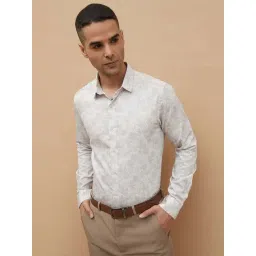 Code By Lifestyle Dusty Pink Cotton Slim Fit Printed Shirt-picture-32