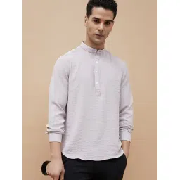 Code By Lifestyle Dusty Purple Regular Fit Texture Shirt-picture-22