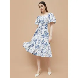 CODE by Lifestyle Floral Print Flared Sleeve Square Neck Fit & Flare Midi Dress-picture-15