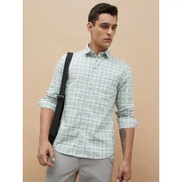 Code By Lifestyle Green Cotton Regular Fit Checked Shirt-picture-17