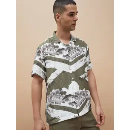 Code By Lifestyle Green Regular Fit Printed Shirt-picture-46