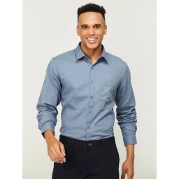 Code by Lifestyle Grey Cotton Slim Fit Shirt-picture-12