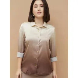 Code By Lifestyle Light Beige & Brown Regular Fit Shirt-picture-31