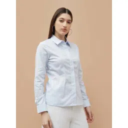 Code By Lifestyle Light Blue Cotton Regular Fit Shirt-picture-48