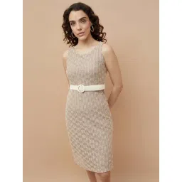 Code By Lifestyle Medium Brown Regular Fit Textured Dress-picture-27